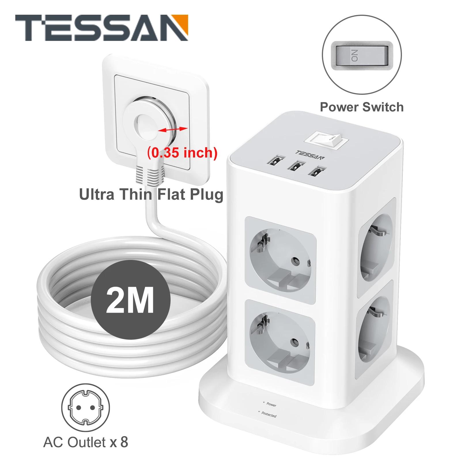 TESSAN Ƽ ܼƮ  USB Ʈ ִ  Ƽ Ÿ EU ÷ , 2m ʹ ÷ ÷ ͽټ ̺